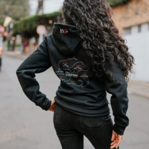 Home hoodie espaldapuertos negro mujer